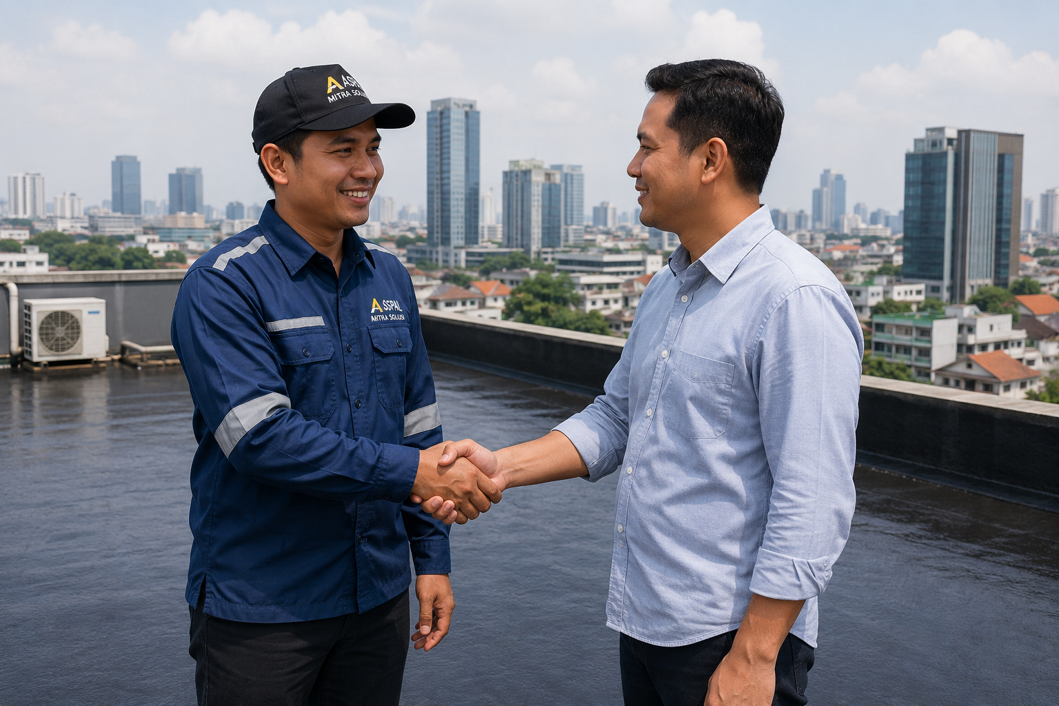 Tim Aspal Mitra Solusi mengerjakan proyek waterproofing