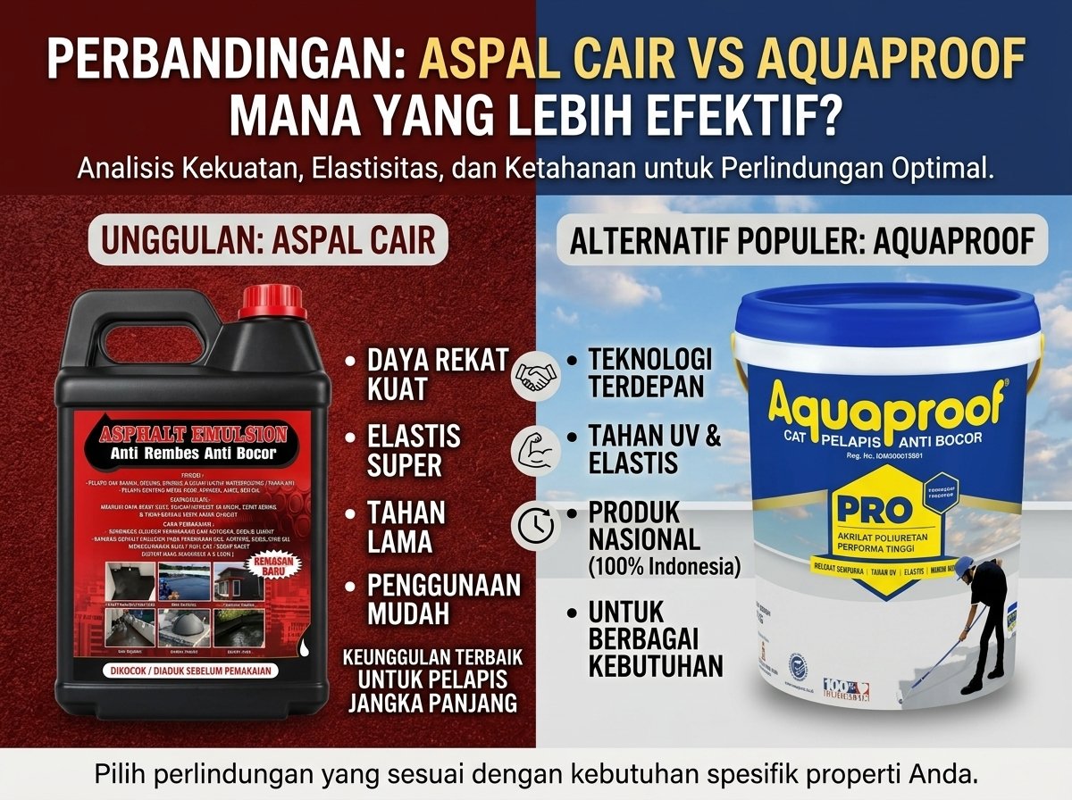 Perbandingan aspal cair dan Aquaproof untuk waterproofing bangunan