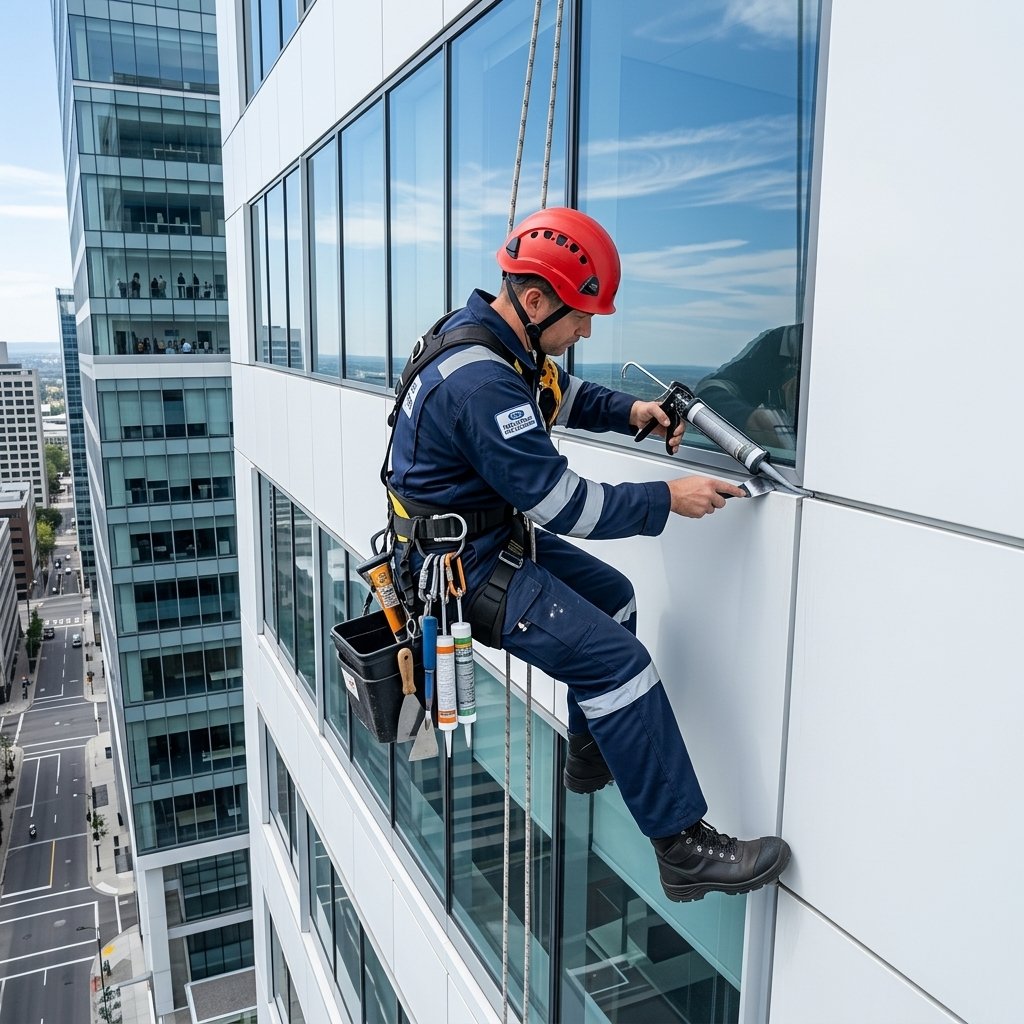 Resealant sambungan ACP dengan metode rope access
