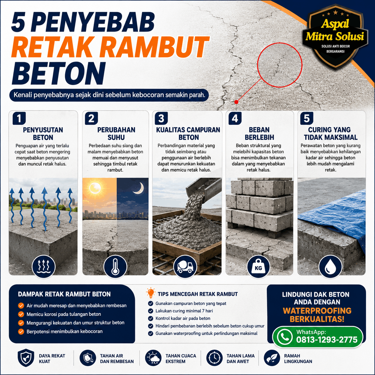 penyebab retak rambut beton - aspal mitra solusi