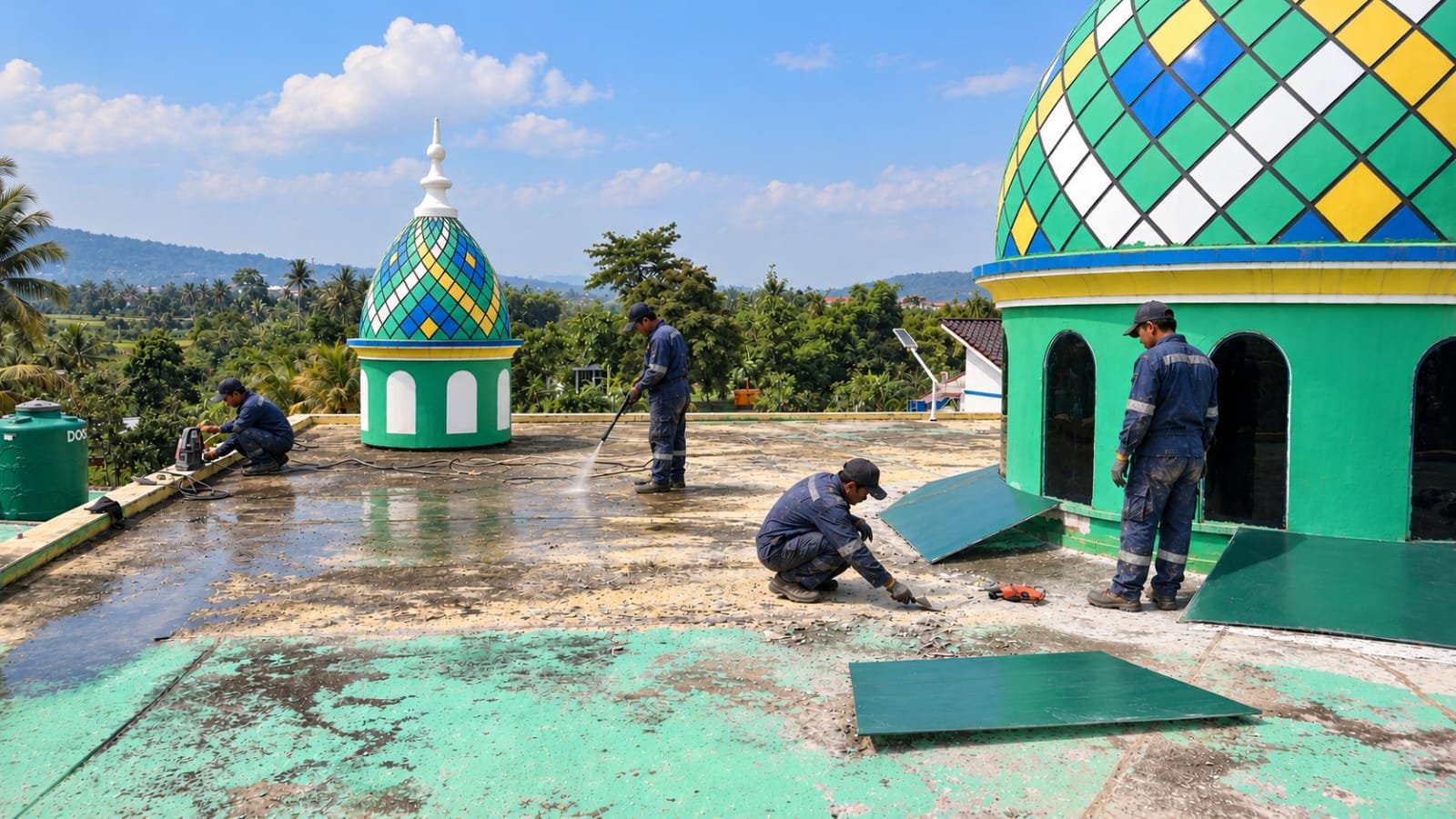 Dokumentasi waterproofing Dak Masjid Garut - Aspal Mitra Solusi