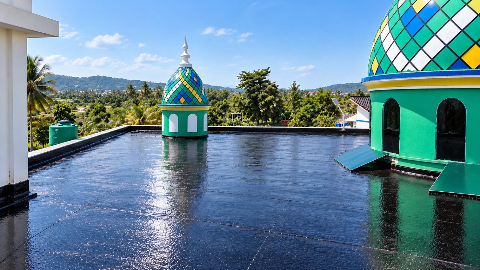 Kondisi dak beton masjid di Garut sesudah pekerjaan waterproofing