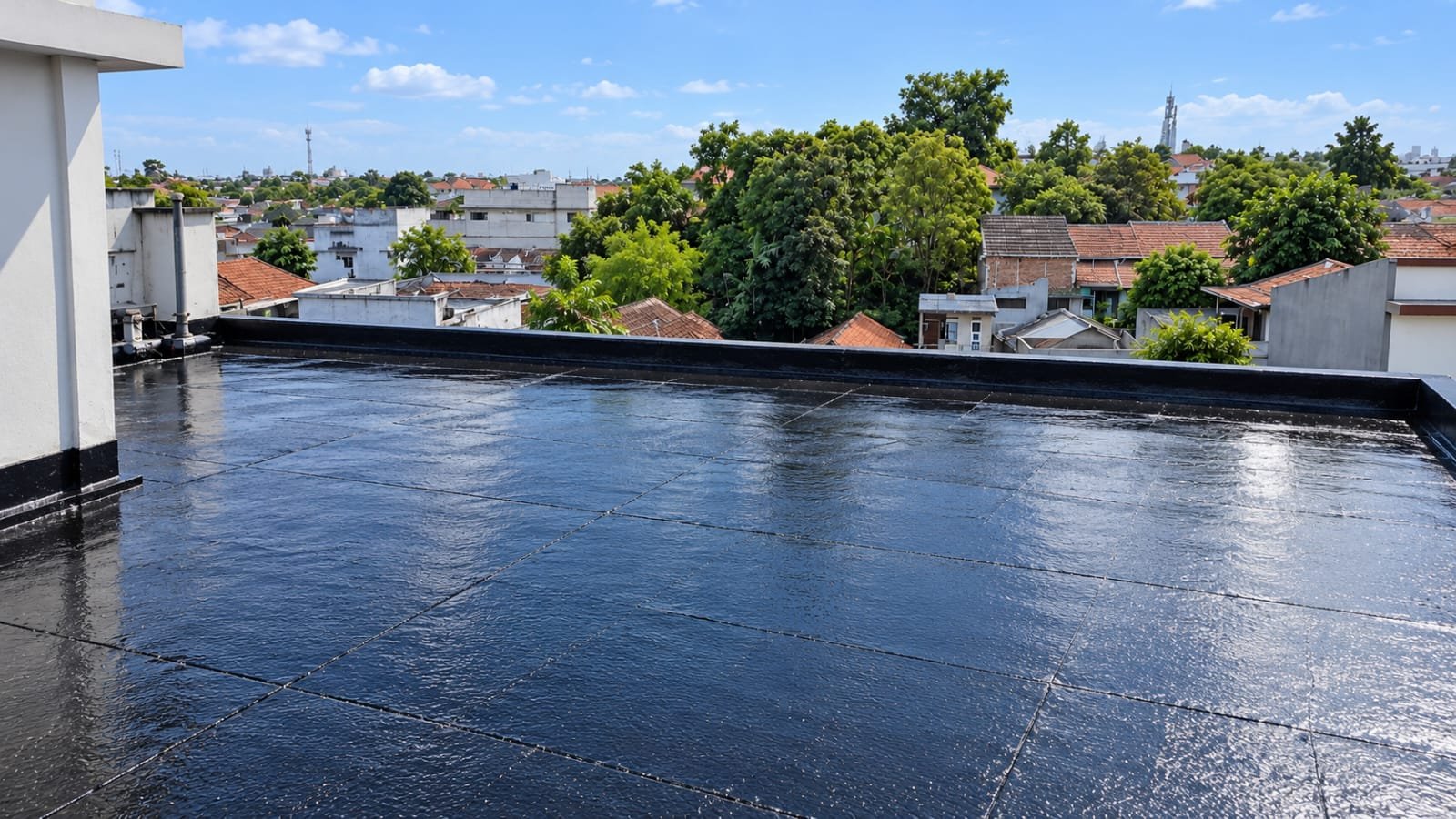 Kondisi dak rooftop di Bandung sesudah pekerjaan waterproofing