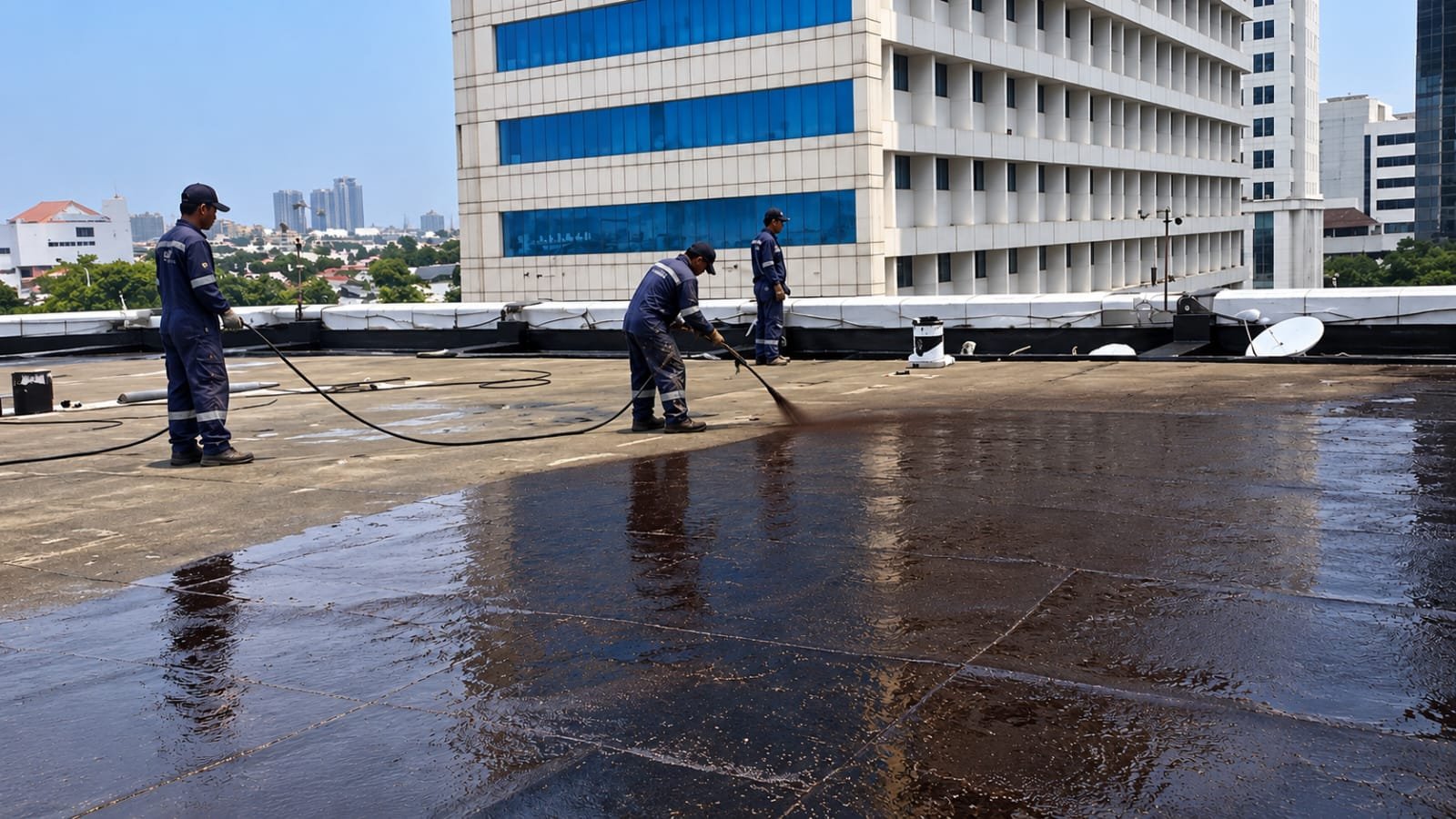 Jasa waterproofing gedung Kementerian Keuangan oleh Aspal Mitra Solusi